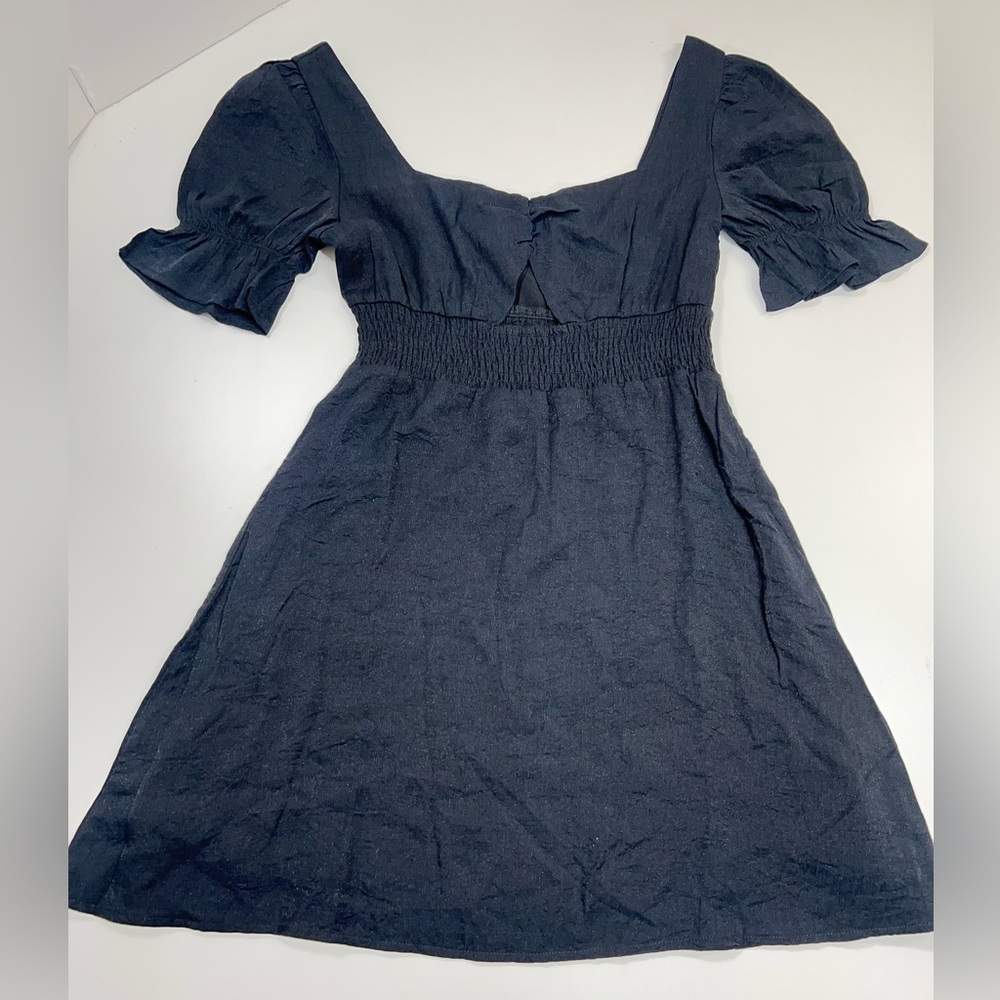 Fanco Francesca Milkmaid Cut Out Mini Dress in Black Size Small